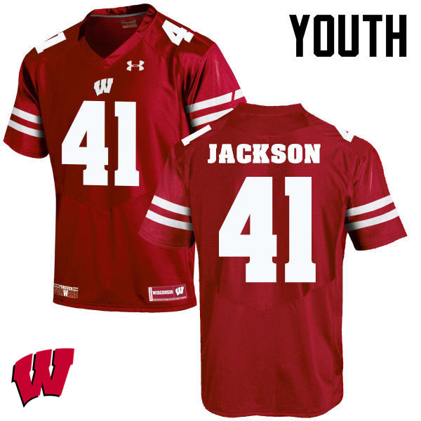 Youth Winsconsin Badgers #41 Paul Jackson College Football Jerseys-Red